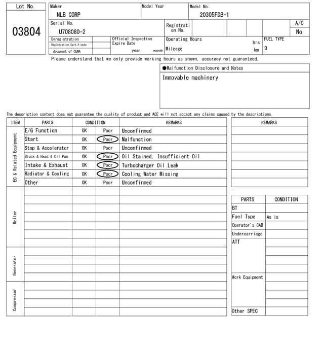 Construction machine ETC — Auction (lot 8451-3804)
