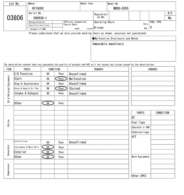 Construction machine ETC — Auction (lot 8451-3806)