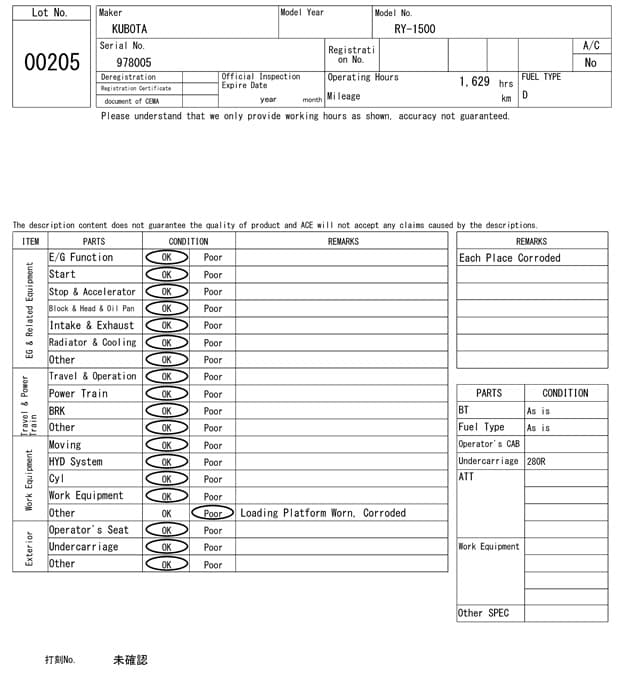 CRAWLER DUMP — Auction (lot 8456-205)