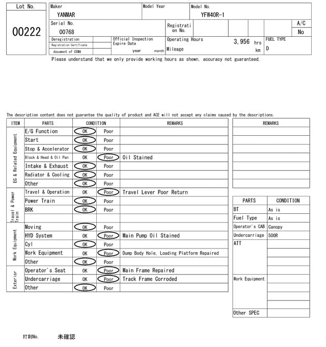 CRAWLER DUMP — Auction (lot 8456-222)