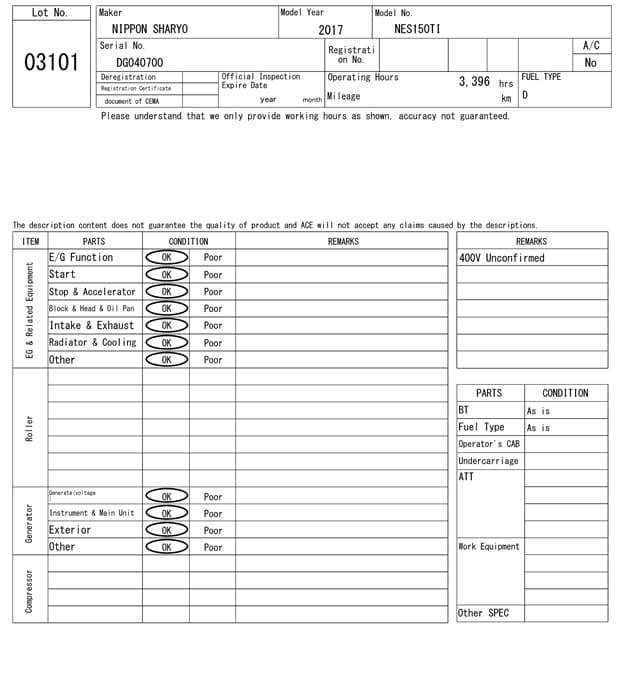 Generator — Auction (lot 8456-3101)