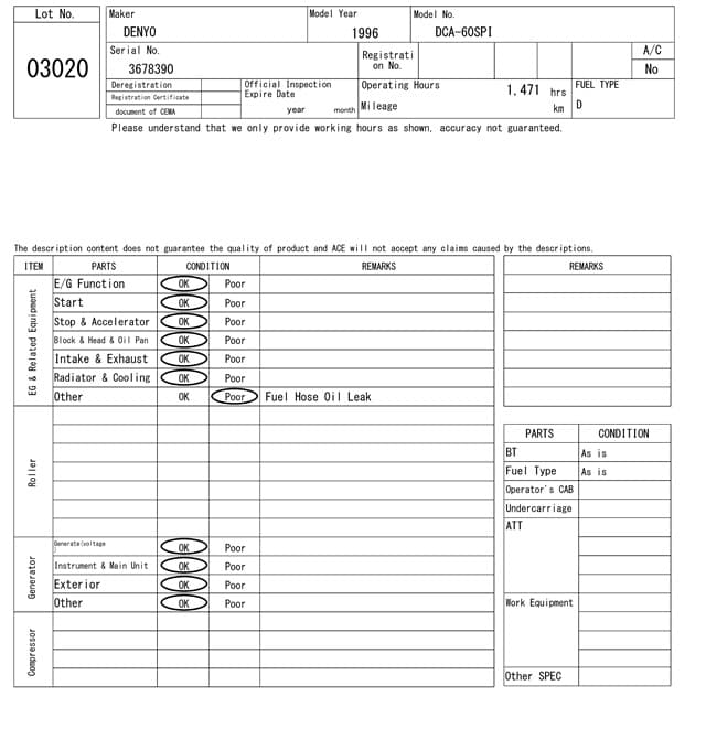 Generator — Auction (lot 8457-3020)