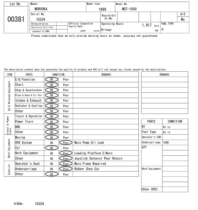 CRAWLER DUMP — Auction (lot 8457-381)