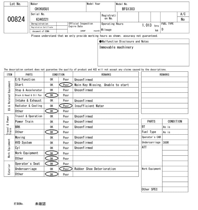 CRAWLER DUMP — Auction (lot 8457-824)