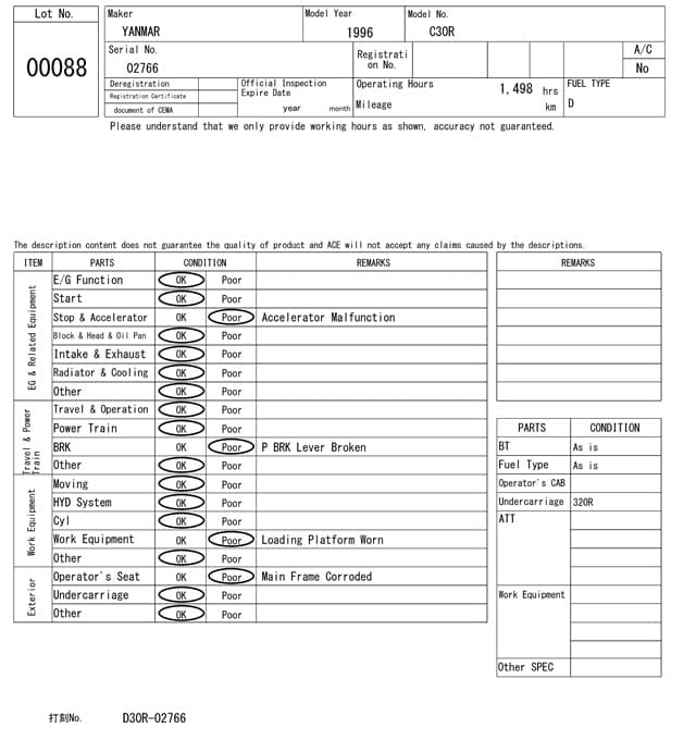 CRAWLER DUMP — Auction (lot 8457-88)