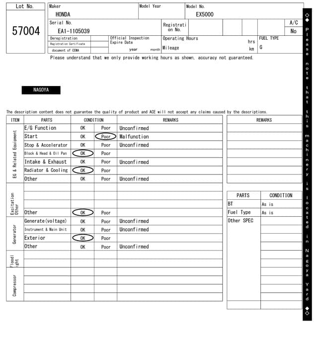 GENERATOR — Auction (lot 8458-57004)