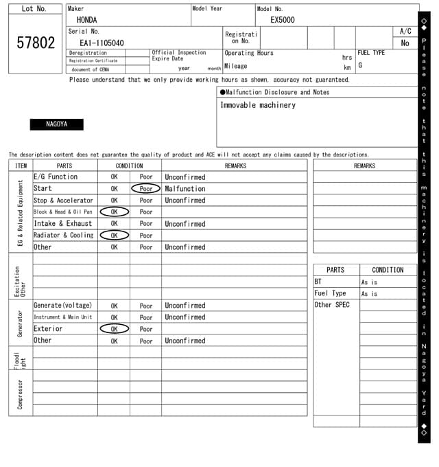 GENERATOR — Auction (lot 8458-57802)