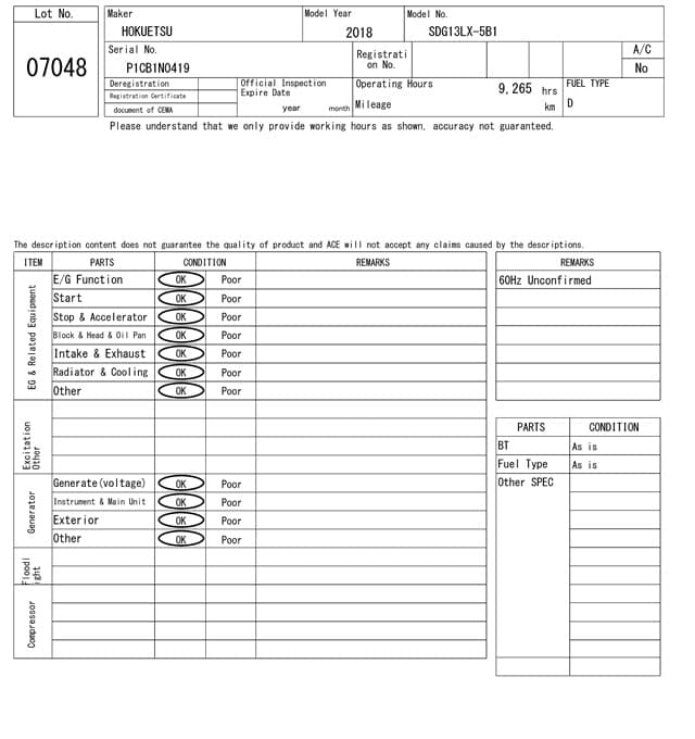 GENERATOR — Auction (lot 8458-7048)