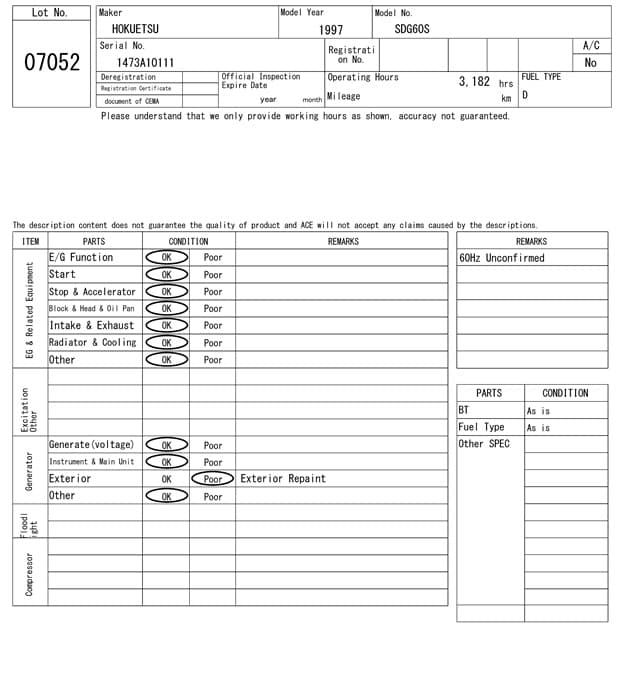GENERATOR — Auction (lot 8458-7052)