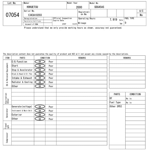 GENERATOR — Auction (lot 8458-7054)