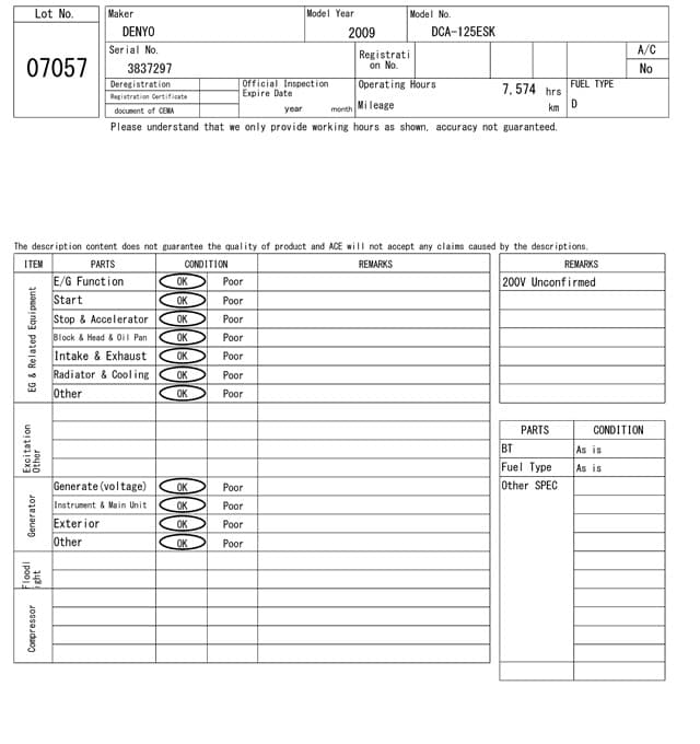 GENERATOR — Auction (lot 8458-7057)