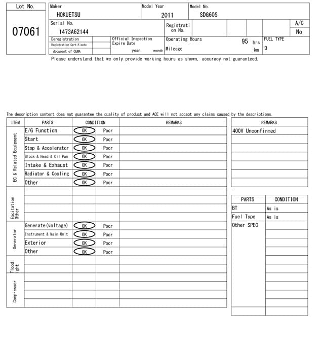 GENERATOR — Auction (lot 8458-7061)