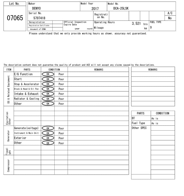 GENERATOR — Auction (lot 8458-7065)