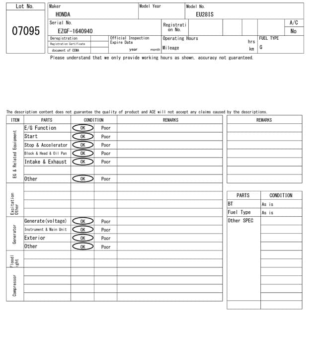 GENERATOR — Auction (lot 8458-7095)