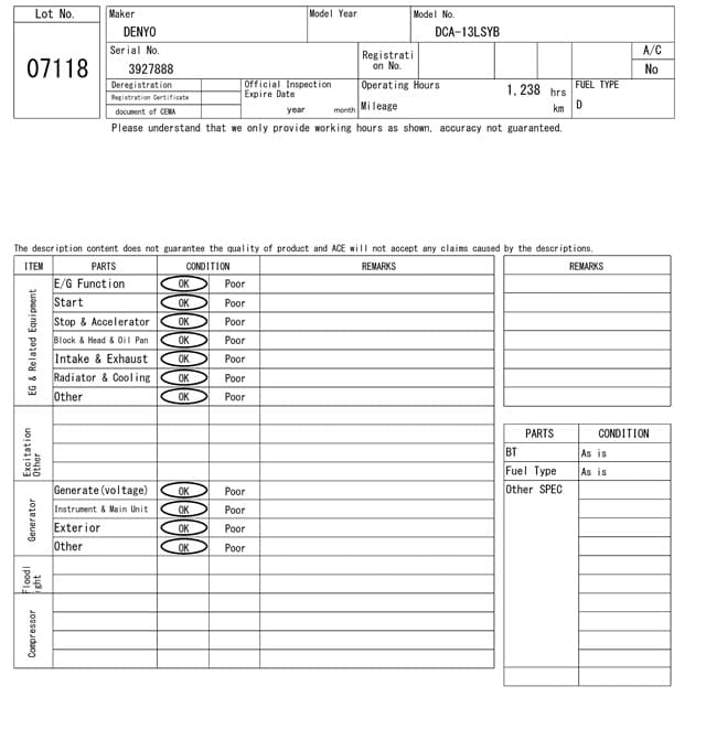 GENERATOR — Auction (lot 8458-7118)