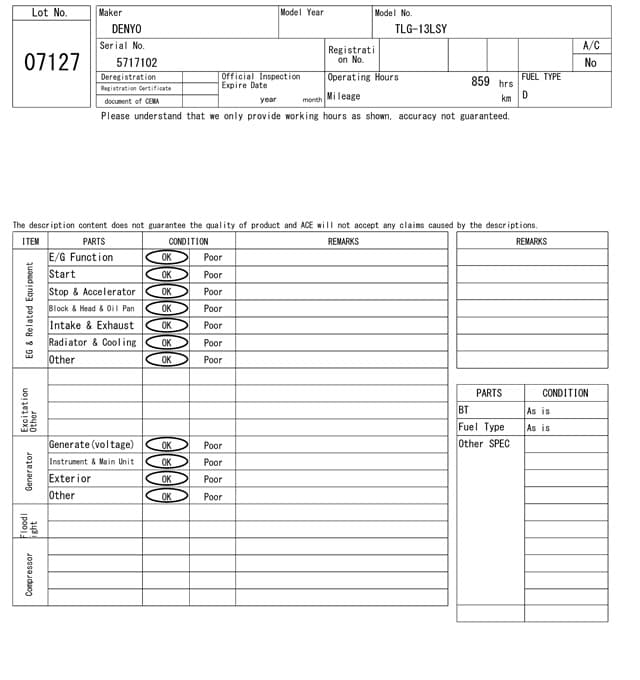 GENERATOR — Auction (lot 8458-7127)