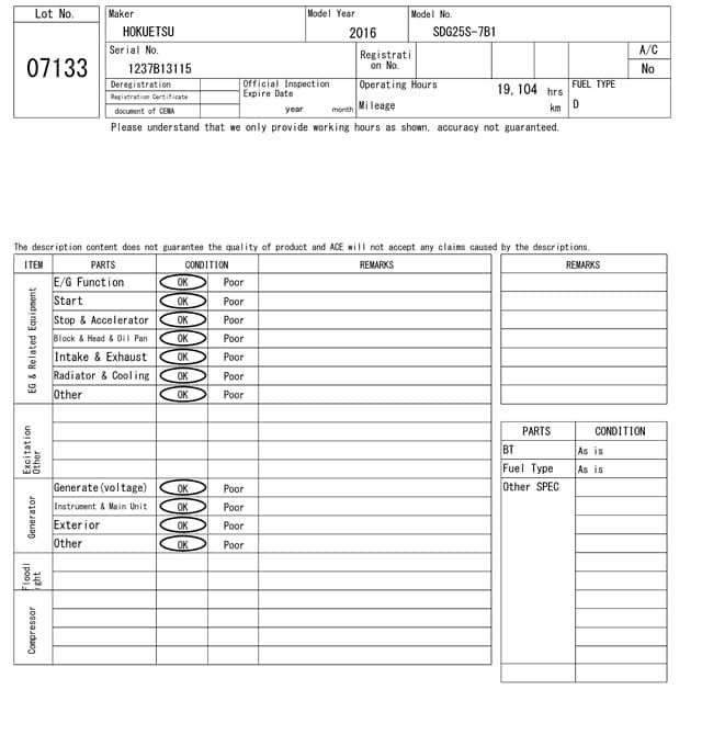 GENERATOR — Auction (lot 8458-7133)