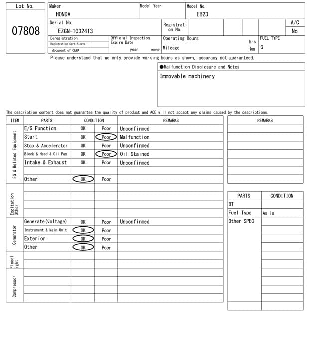 GENERATOR — Auction (lot 8458-7808)