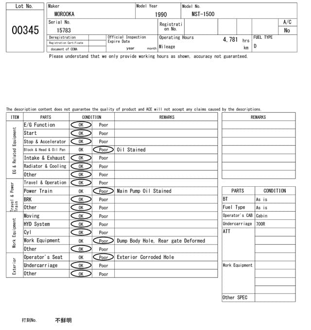 CRAWLER DUMP — Auction (lot 8459-345)