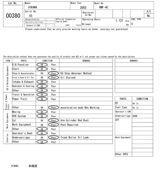 Construction machine ETC — Auction (lot 8459-380)