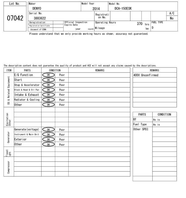 GENERATOR — Auction (lot 8459-7042)