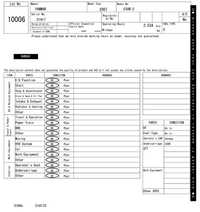 CRAWLER DUMP — Auction (lot 8460-10006)