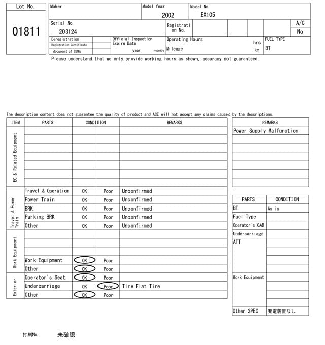 Construction machine ETC — Auction (lot 8460-1811)
