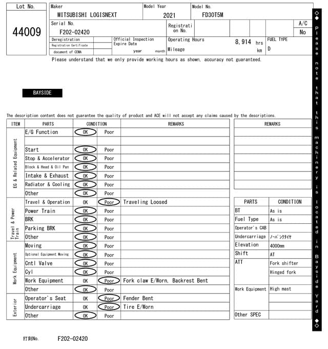 Forklift — Auction (lot 8460-44009)