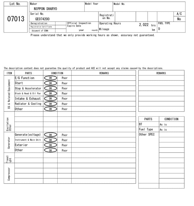 GENERATOR — Auction (lot 8460-7013)