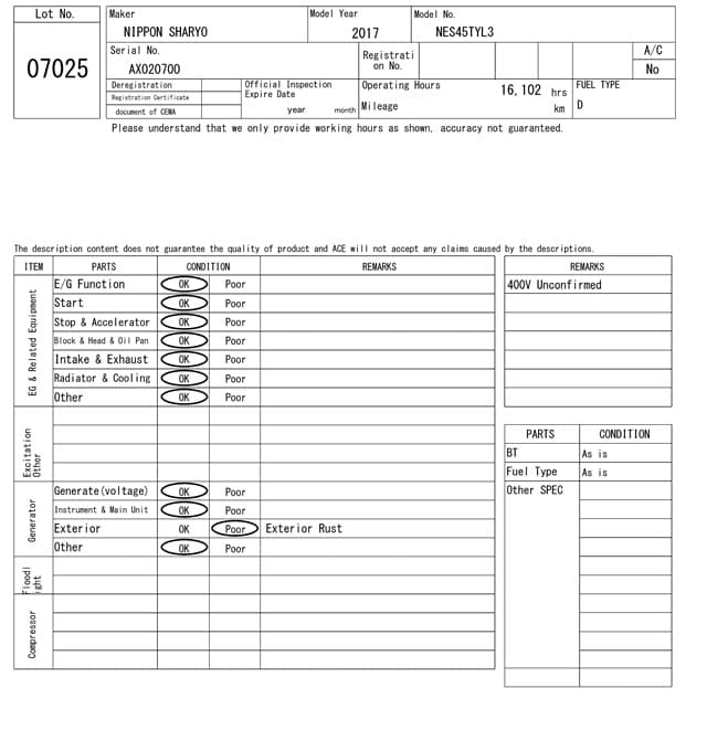 GENERATOR — Auction (lot 8460-7025)