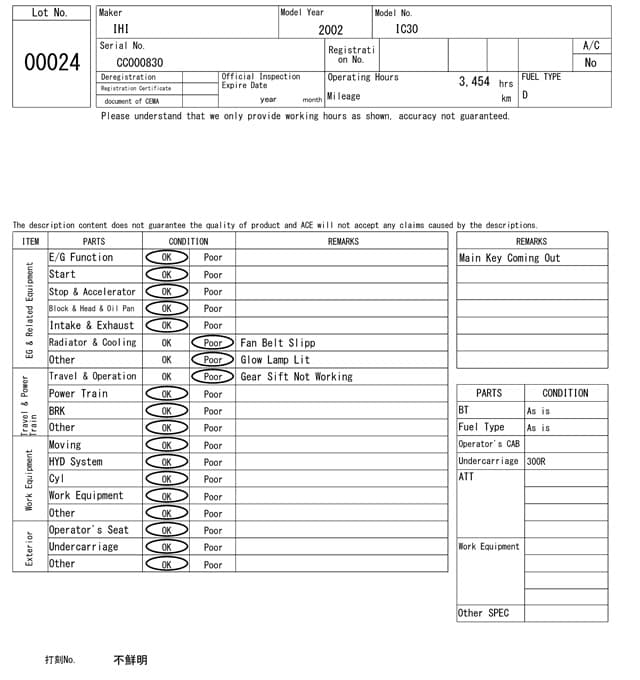 CRAWLER DUMP — Auction (lot 8461-24)