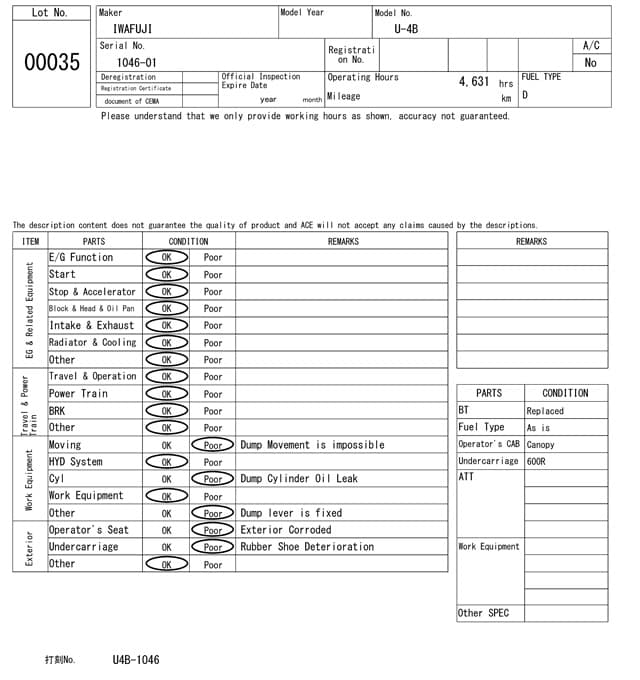 CRAWLER DUMP — Auction (lot 8461-35)