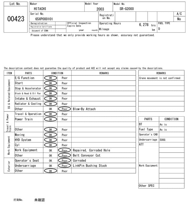 Construction machine ETC — Auction (lot 8461-423)