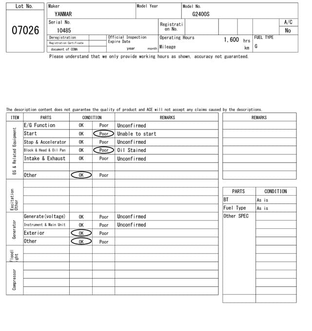 GENERATOR — Auction (lot 8461-7026)