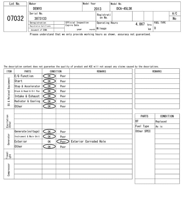 GENERATOR — Auction (lot 8461-7032)