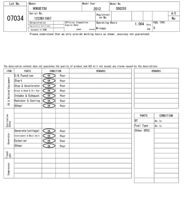 GENERATOR — Auction (lot 8461-7034)