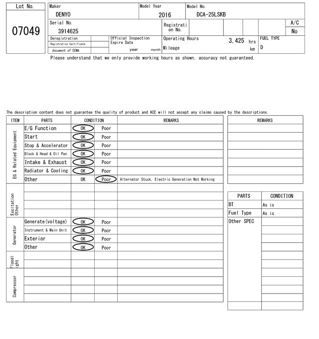 GENERATOR — Auction (lot 8461-7049)