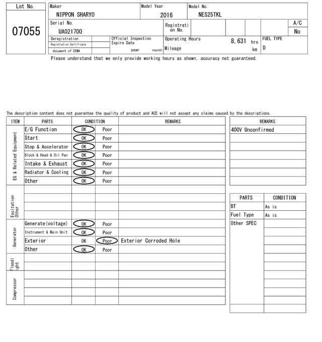 GENERATOR — Auction (lot 8461-7055)