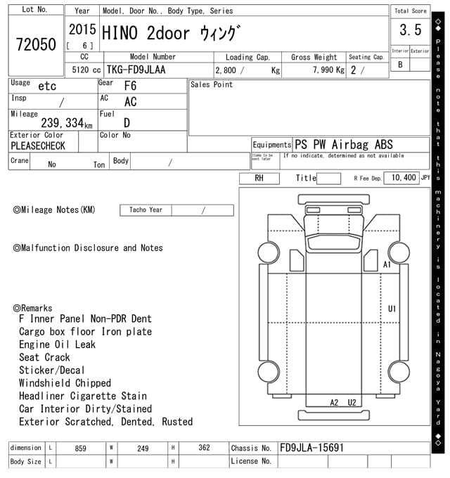 HINO — Auction (lot vt-8-6565-72050)
