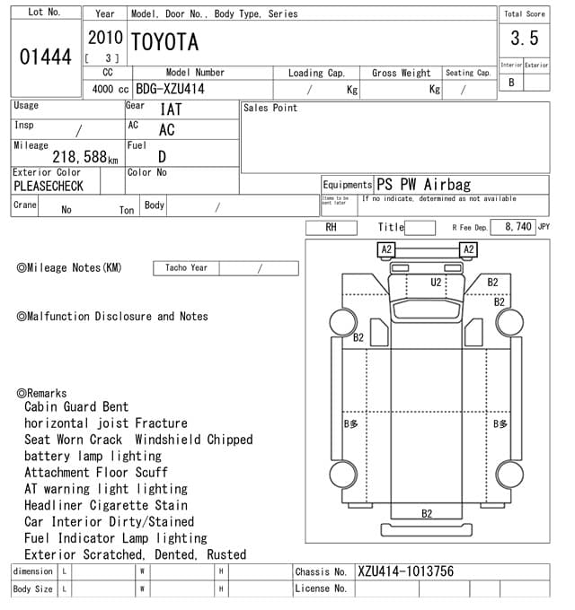 TOYOTA — Auction (lot vt-8-6569-1444)